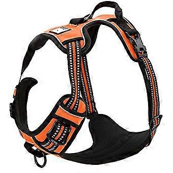 Reflektierendes Hundegeschirr Verstellbare Entmutigung ziehen Haustier Strapazierfähige Auto-Nylon-Weste (orange, L)