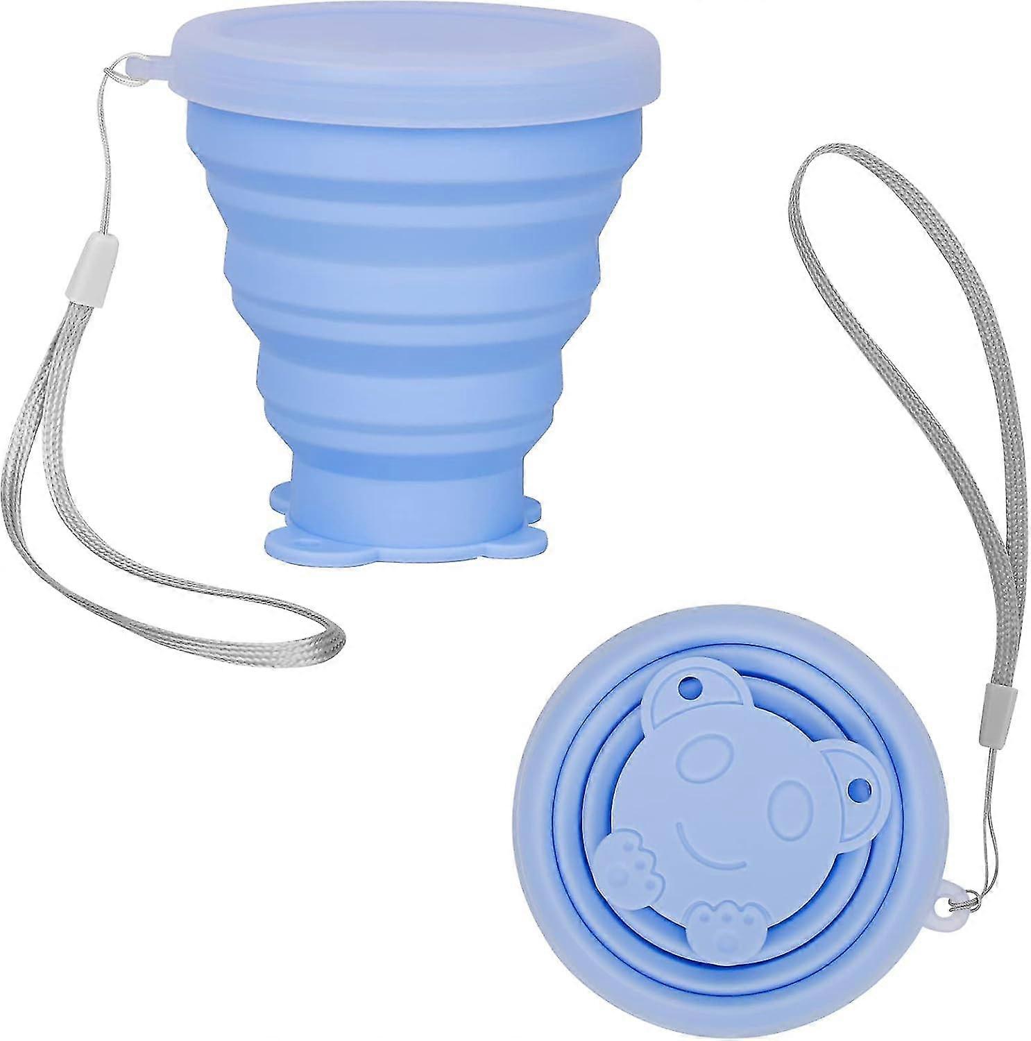 Silicone Folding Camping Cup, Foldable Cup for Travel Camping, Expandable Drinking Portable Pocket Size Reusable Light Water (Blue), 3.15x3.15x0.79 in