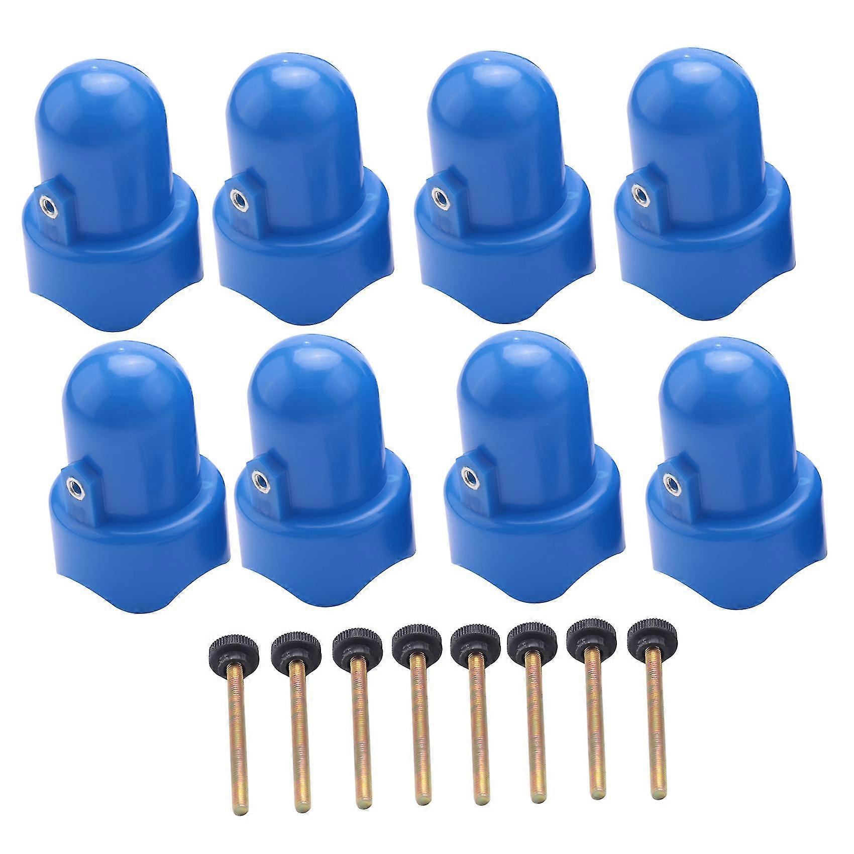 1.5 Inch Diameter Trampoline Enclosure Pole Cap With Screw Thumb, 8 Pieces, Blue