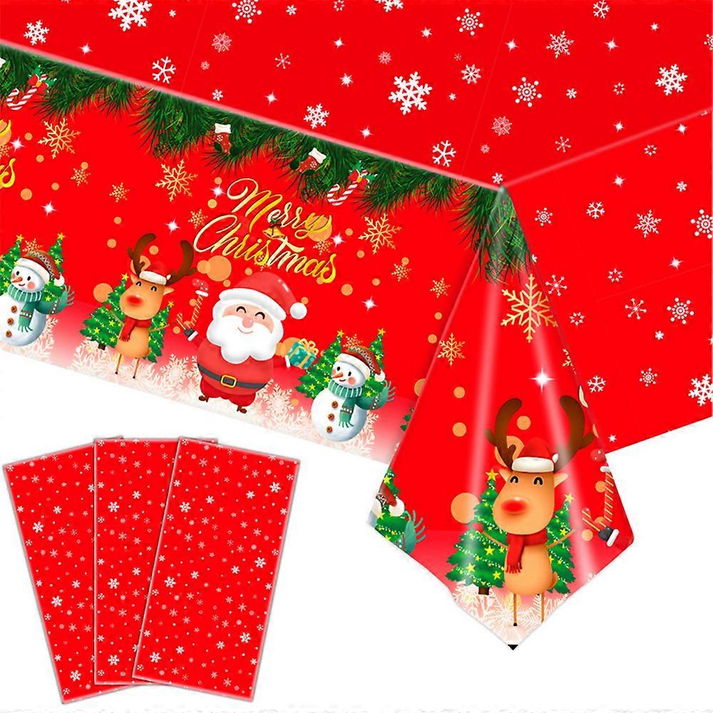 Merry Christmas Disposable Rectangle Tablecloth Table Cover Xmas Santa Claus Snowman Snowflakes Table Cloth Decorations Party Supplies