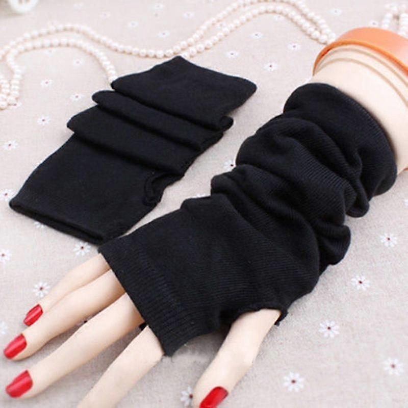 Women Fingerless Long Stretchy Gloves Wrist Arm Wrist Warmer Sleeve Mittens