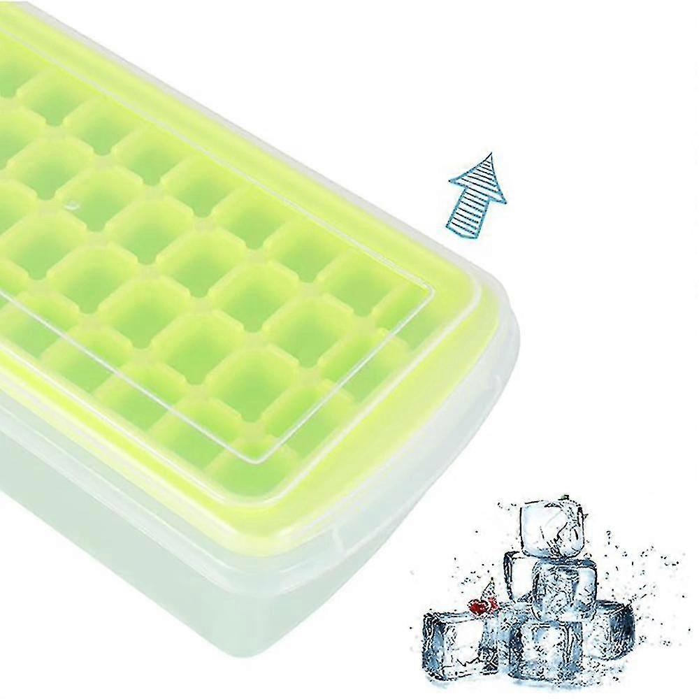 Ice Cube Tray With Lid And Bin|44 Silicone Ice Tray| Flexible Safe Ice Cube Molds Comes With Ice Container, Scoop And Cover