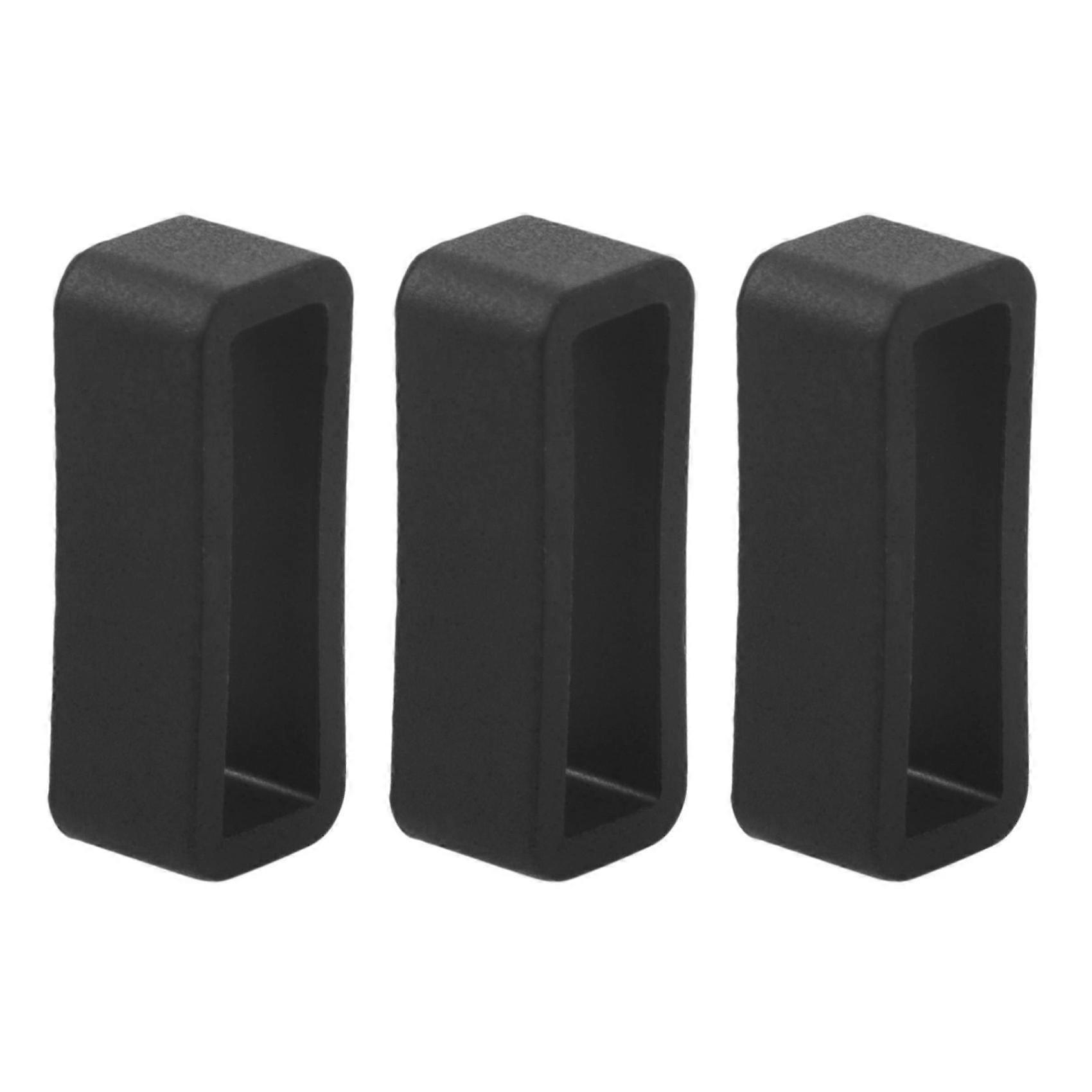 3x Black Watch Strap Retaining Hoop Loop Rubber Retainer Buckle Holder 22mm
