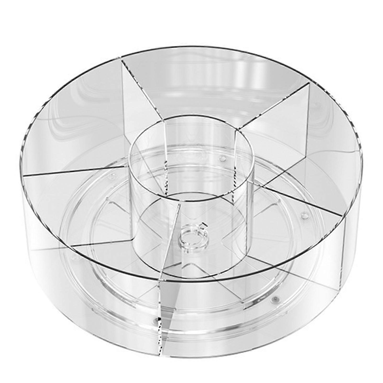 Clear Cosmetic Storage Box 360 Degree Rotating Makeup Organizer with Divided Design Large Capacity Round Turntable Cosmetics Storage Tray for Bedrooms