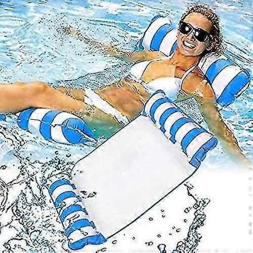 Cinsey 4 In 1 Inflatable Pool Hammock - Inflatable Mattress - Pool Seat - Portable Chairs (blue+white)