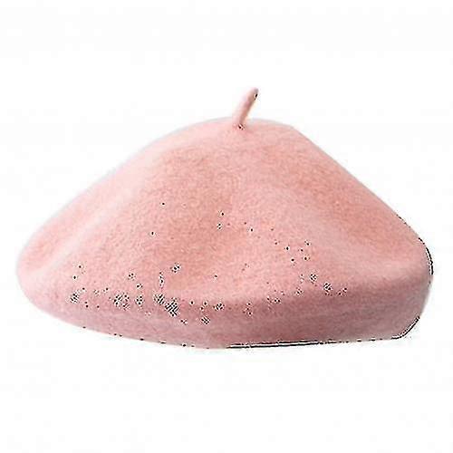 Vintage efterår vinter solid farve Varm ulden baret Hat Cap Pink