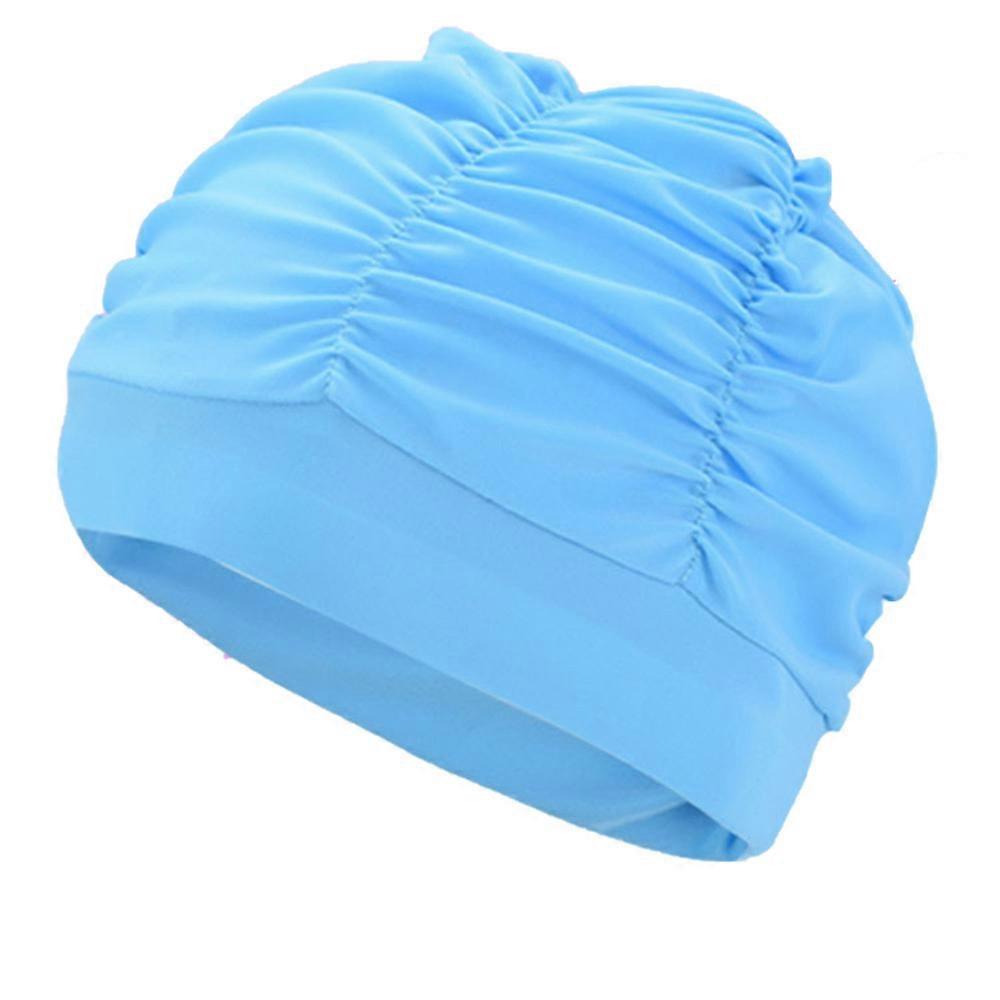 Unisex Women Men Solid Pleated Swimming Hat High Elastic Bathing Swimming Pool Cap