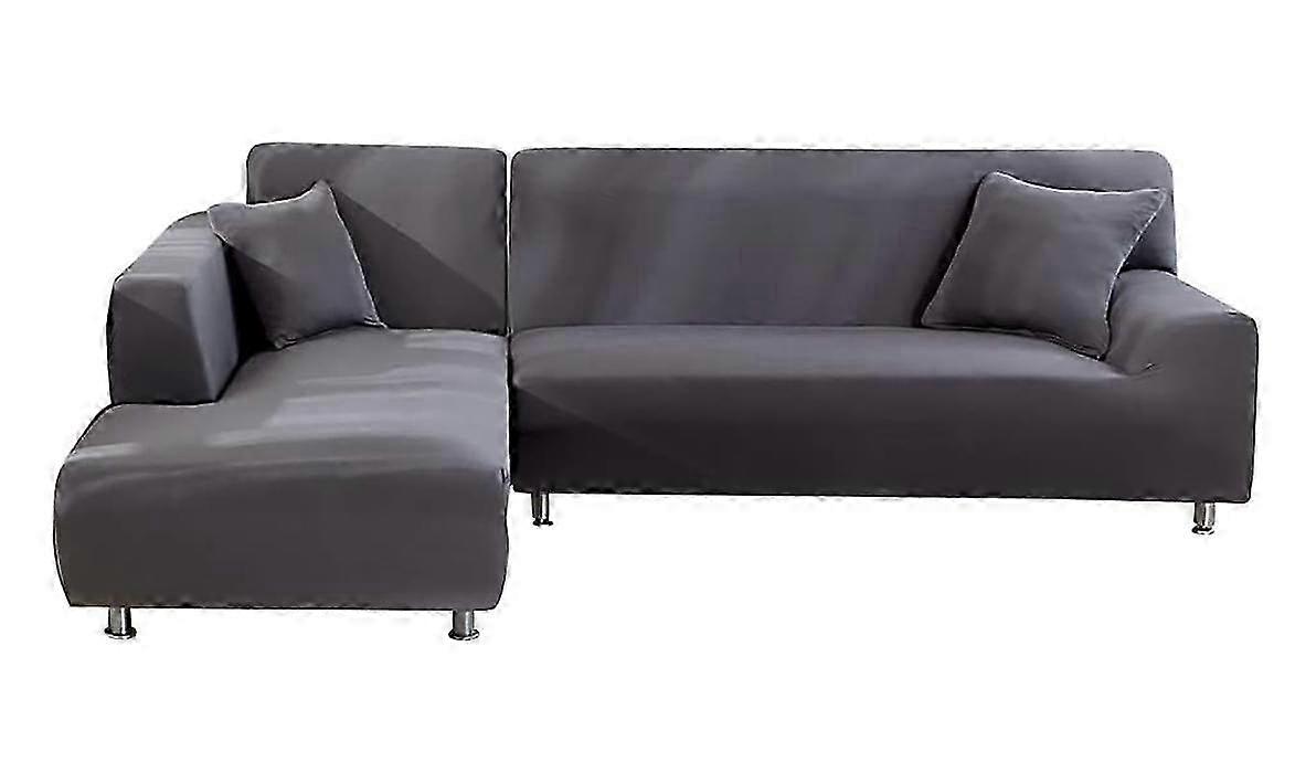 Sofaüberwürfe Elastisches Stretch-Sofabezugsset 3-Sitzer für L-förmiges Sofa (grau)