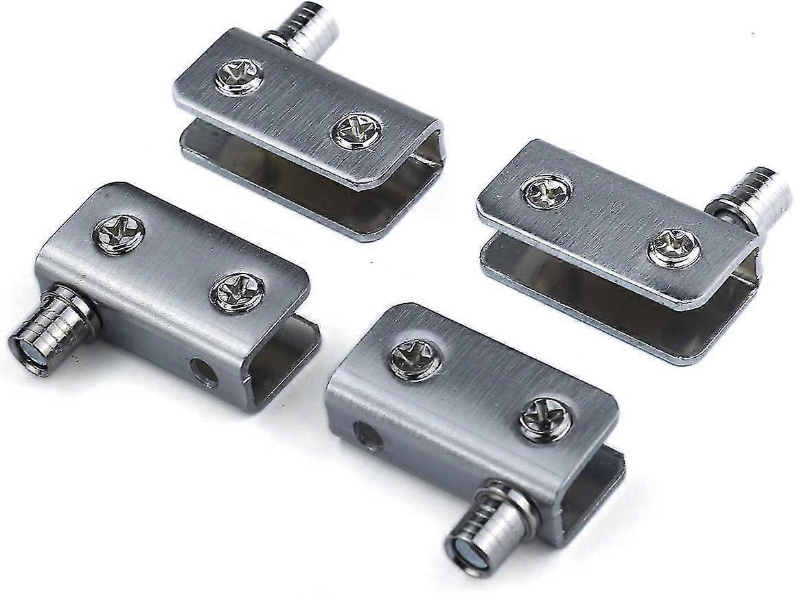 4 عبوات مفصلات أبواب زجاجية 90 مفصلا محوريا ، زجاجا خاليا من الثقب ، فولاذ مقاوم للصدأ ، مناسب للزجاج 5-8 مم