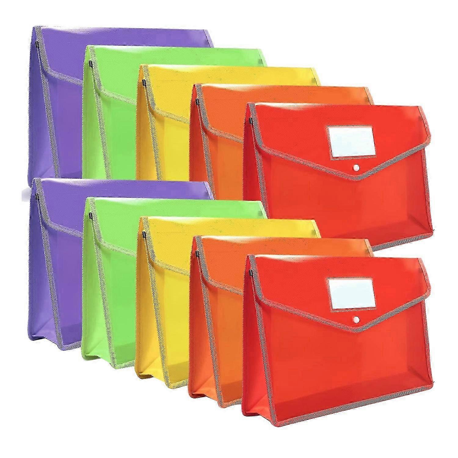 10-Pack Plastic Folder Legal Size Expandable Document Folder with Snap Closure, B4 Extended Documen