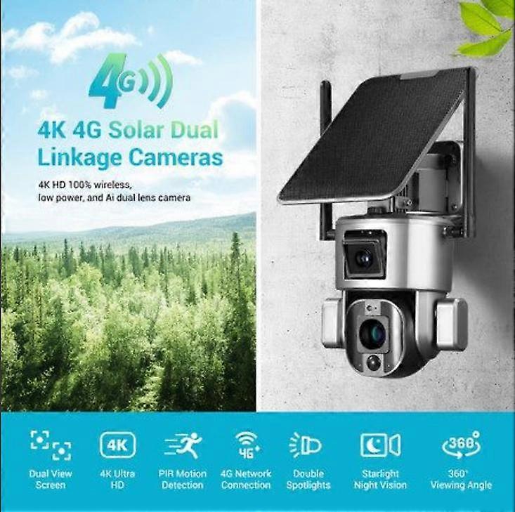 4G LTE Security Camera PIR Wildlife Camera 4X or 10X Zoom 4K 8MP PTZ Camera Solar Panel