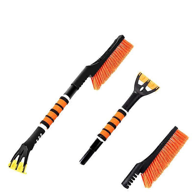 (Orange2 in 1 Car Scraper with Snow Brushes for Auto, Windshield Scraper, Removable Long Ice Scraper with Ergonomic Long Foam Handle for Cars