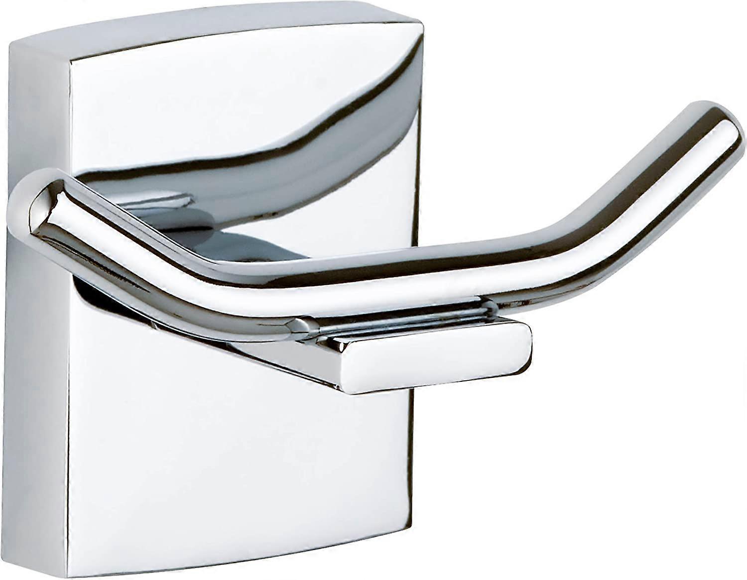 Robe Hook, Chrome Metal, Adhesive, No-Drill Technology