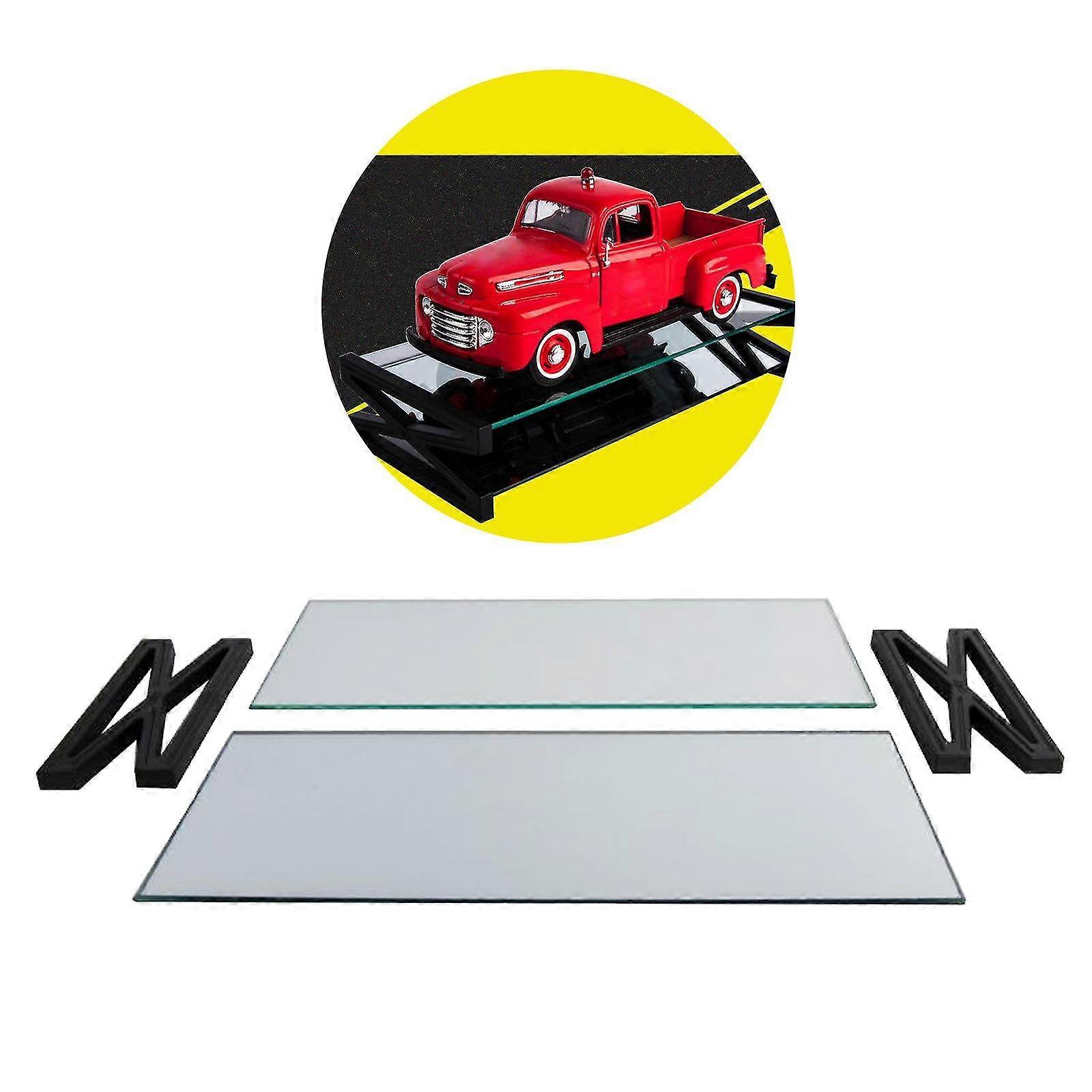 Klart glass Display Stand Base for 1/18 modell støpte biler