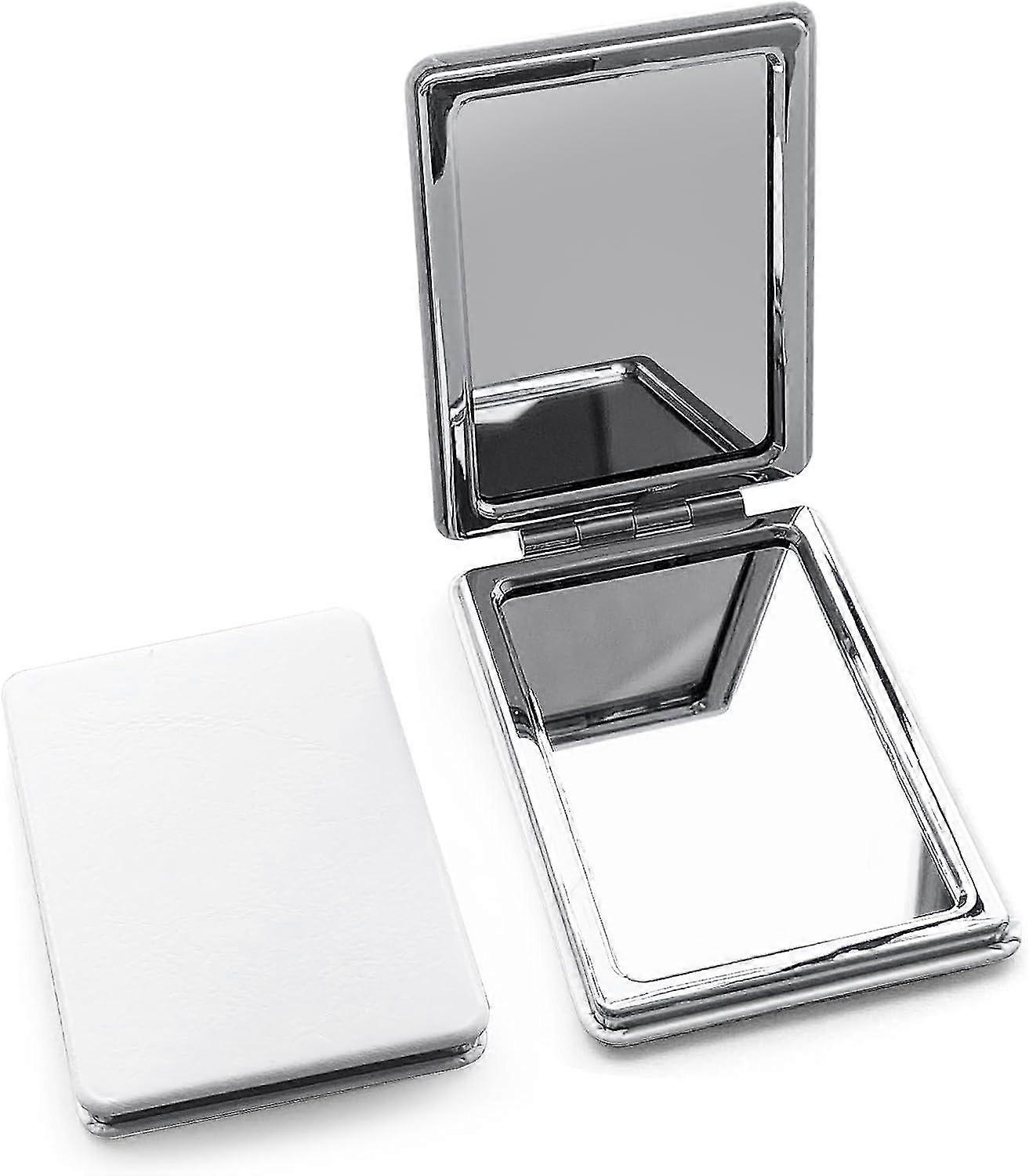 2 Pieces Pu Portable Pocket Makeup Mirror, Mini Double-sided Folding Mirror For Travel, Business Travel (rectangular)