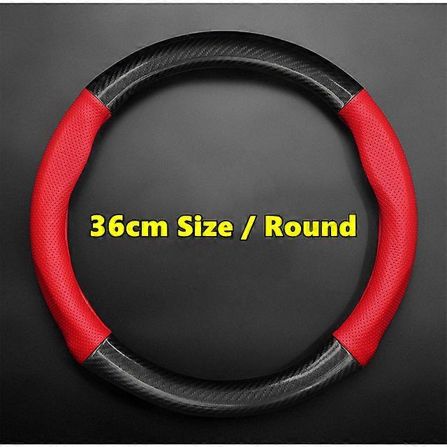 No Smell Super Thin Universal Steering Wheel Cover Genuine Leather Carbon Fiber 38cm 36cm D Shape Summer Winner Man Weman
