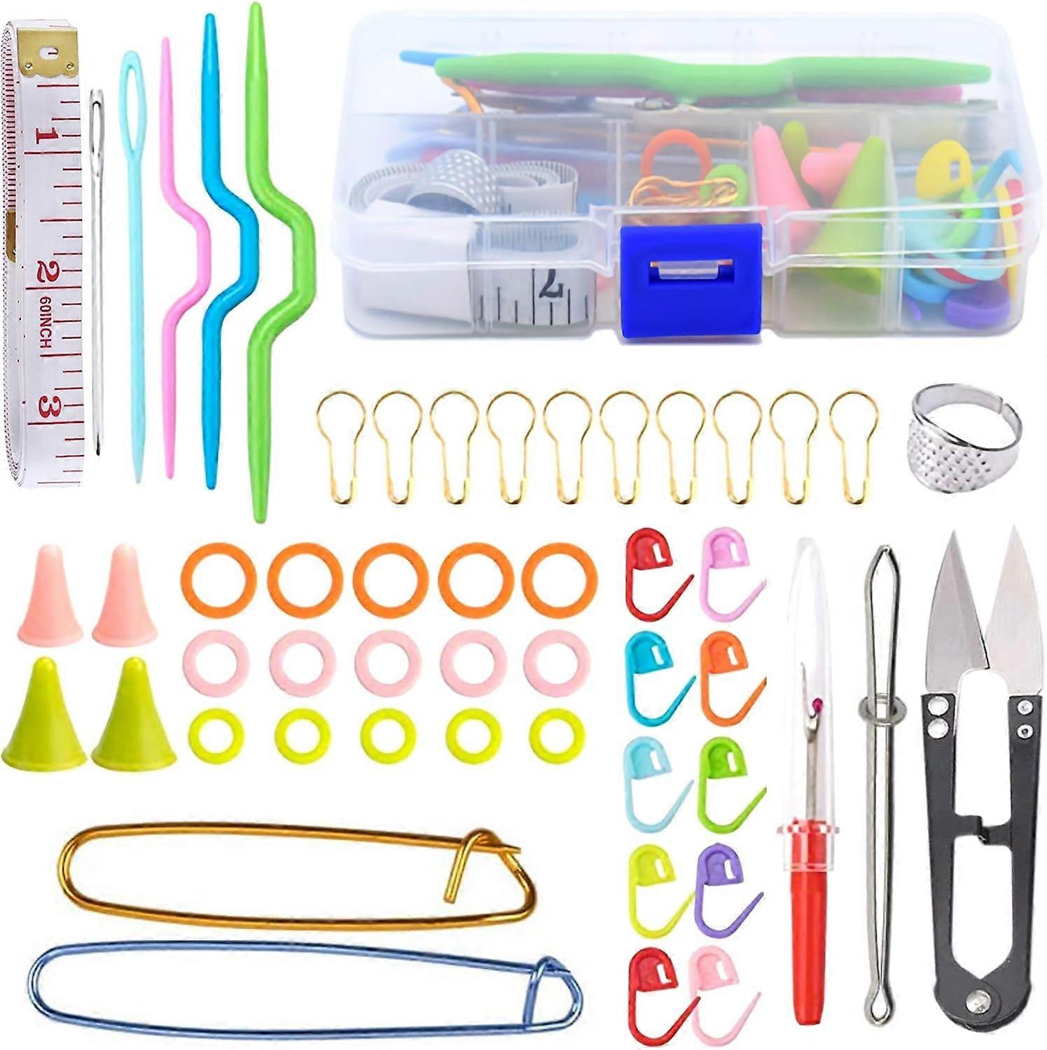 56Pcs Knitting Tools Accessories,Knitting and Crochet Accessories Basic Sewing Knitting Tools Set with Case for Beginners