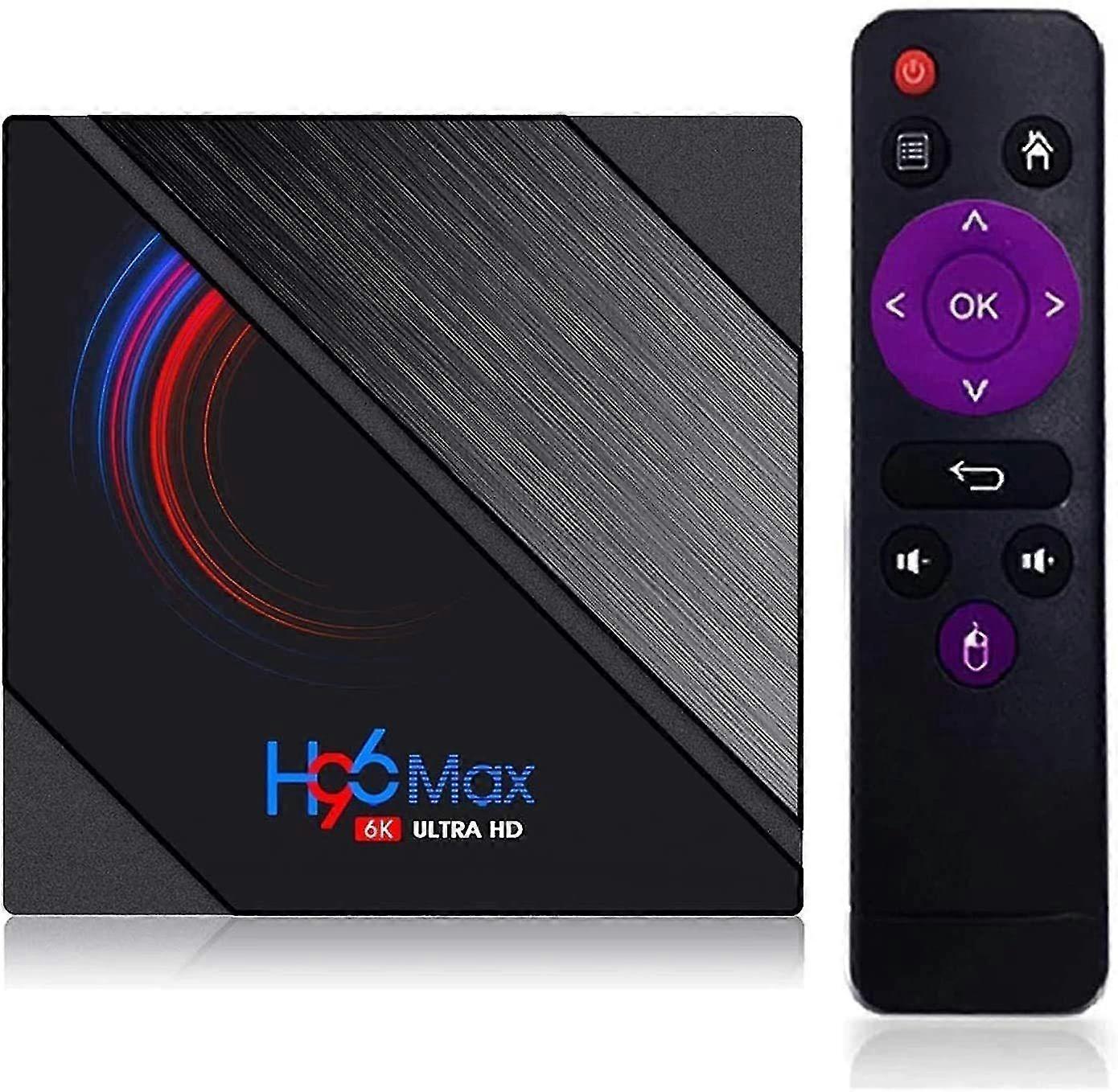 H96 Max Android 10.0 TV Box 4G + 64G, Android TV Box Allwinner H616 Quad-Core 64bit Cortex-A53 / Wi-FI 2.4G / 5G + LAN 100M / 6K / 4K UHD / Android TV