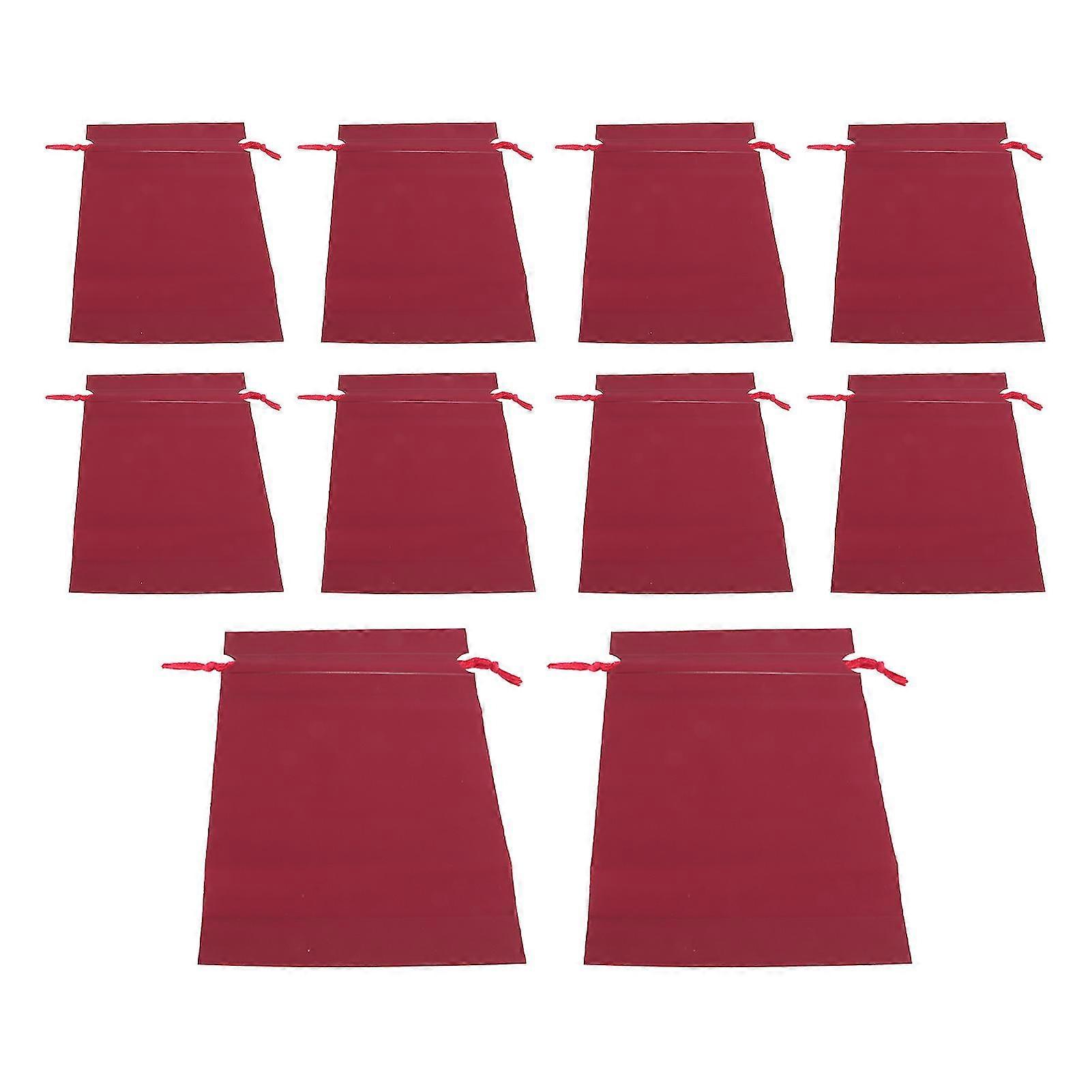 Waterproof Drawstring Storage Bag 10pcs - Foldable, Washable, Durable - Ideal for School and Travel (Red)