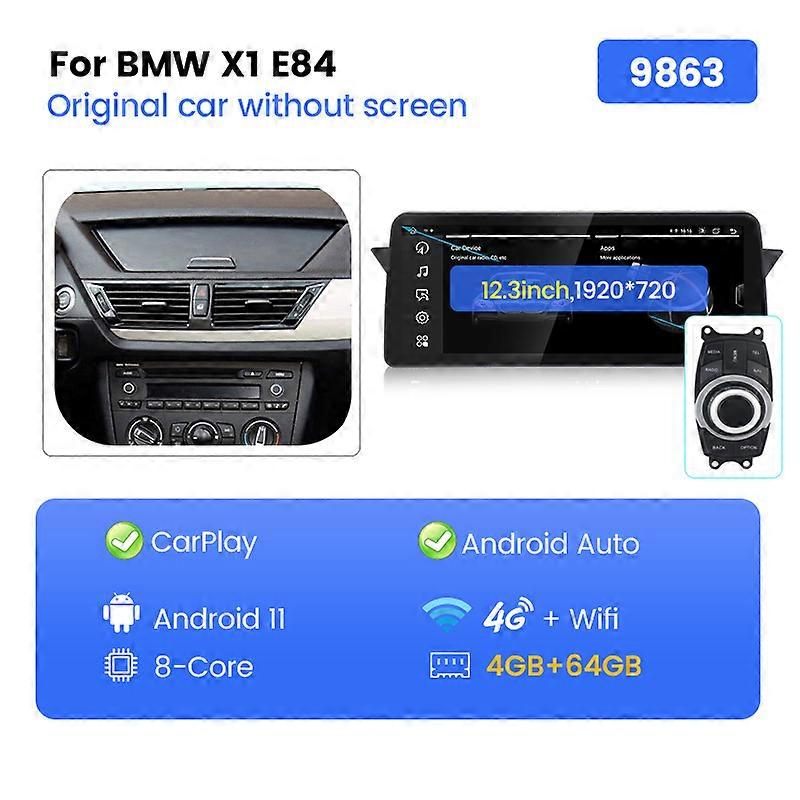 12.3" 6+128G 1920*720 Android 11 Car GPS Navigation DVD Player For BMW X1 E84 2009-2015 Wireless Carplay No 2 Din DVD