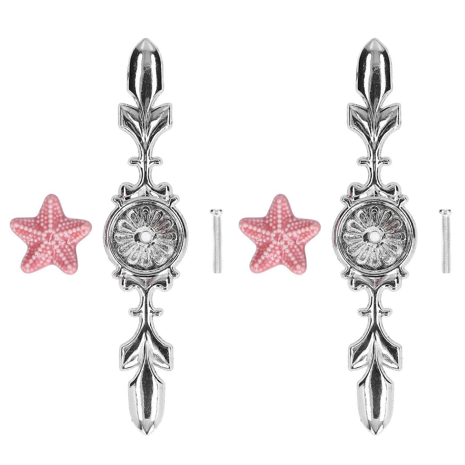 2 Set Drawer Knobs Pull Handles Ceramics Cabinet Decorative Knobs with Plate for Kitchen Bathroom Office Decoration1088D Sea Star