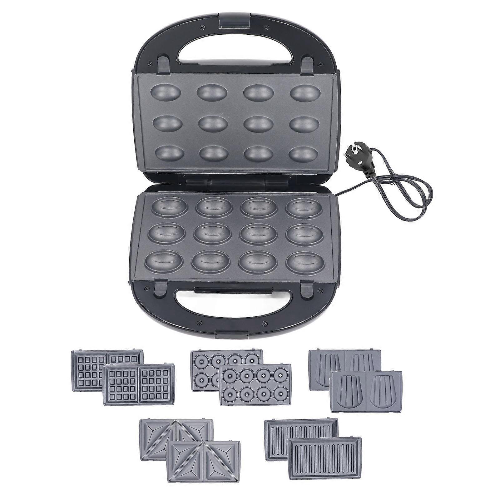 Electric Sandwich Maker Panini Press Donut Maker Machine Waffle Maker with 10 Removable Non Stick Plates for Grilled Cheese Shell Shaped Pancakes EU P