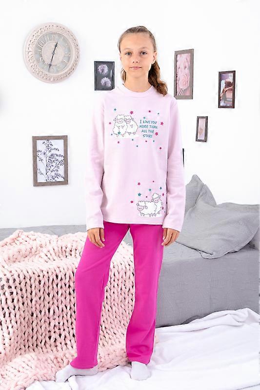 Mysigt pyjamasset för flickor – bekväm passform och borstad bomull, halvsäsong, HC 6076-023-33-2