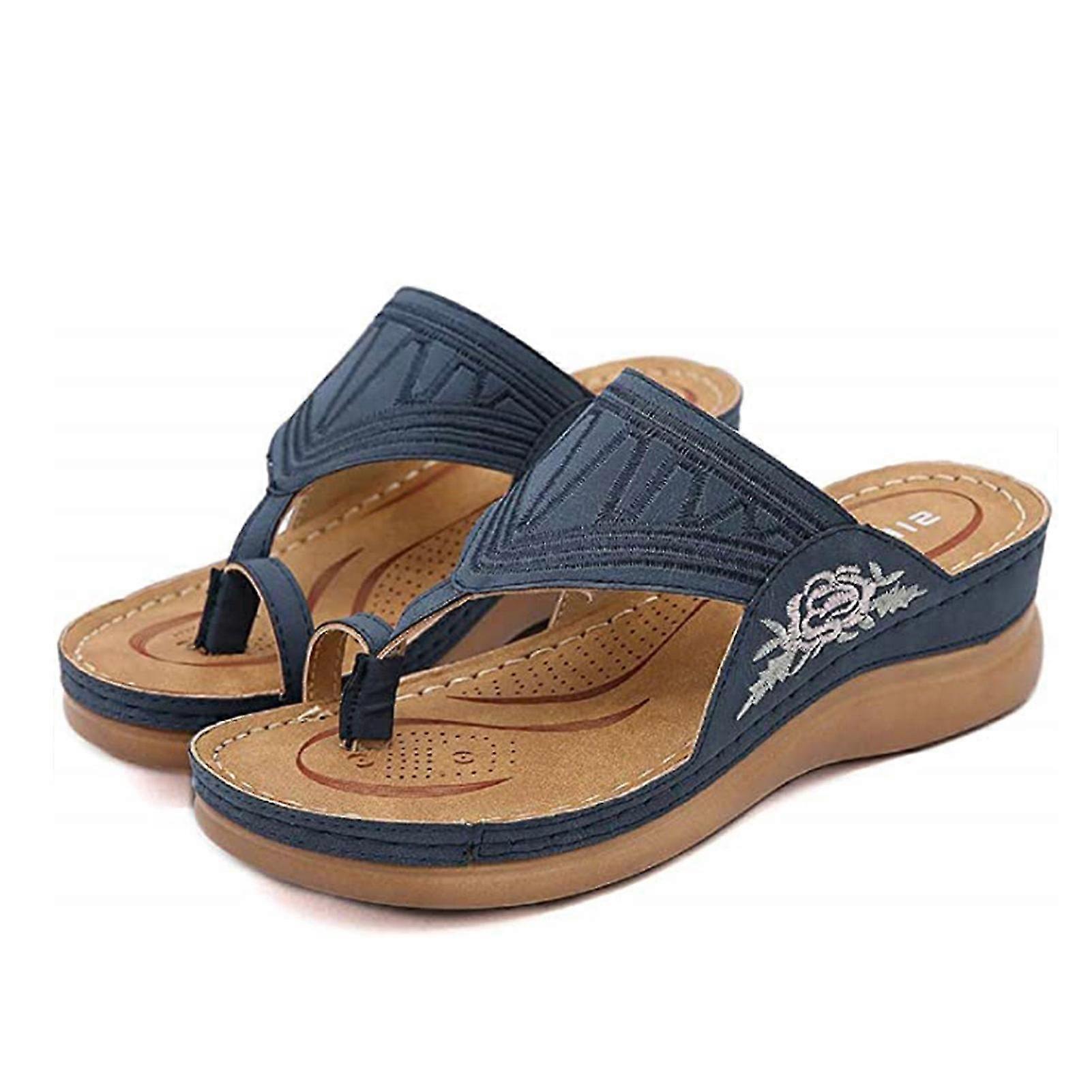 Embroidery Orthopedic Comfy Flip Flop Sandals For Women 3-arch Support Reduces Pain