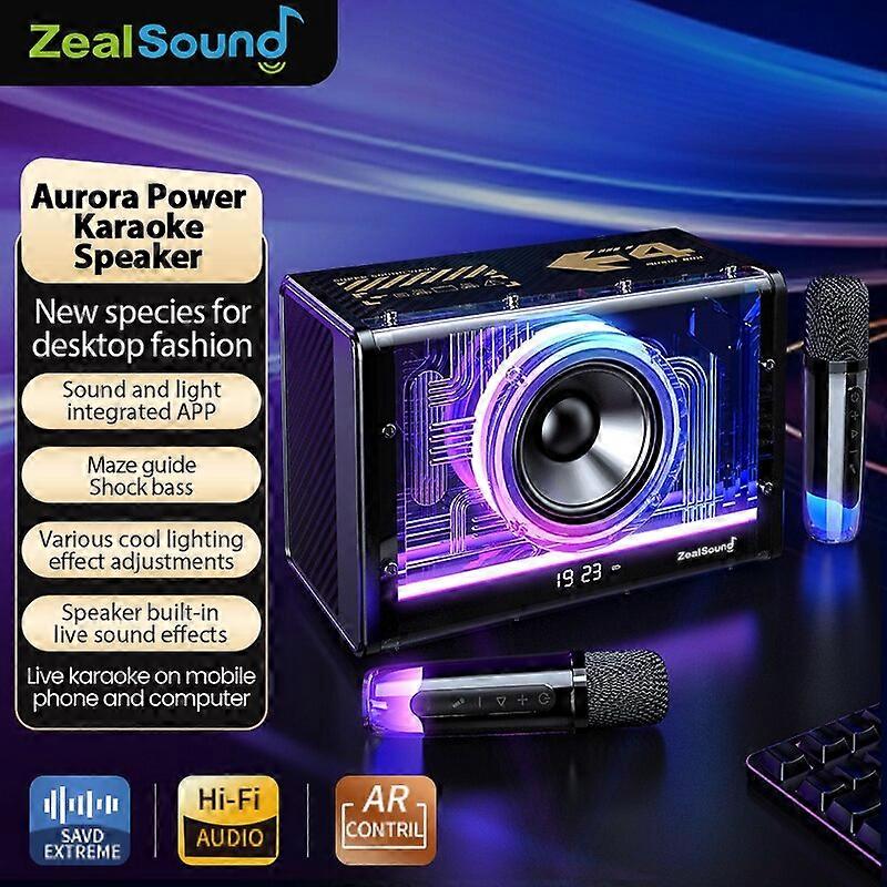 Bluetooth Karaoke Machine for Adults Kids with Two Wireless Microphones, Speaker with LED Lights for Party Audio Components