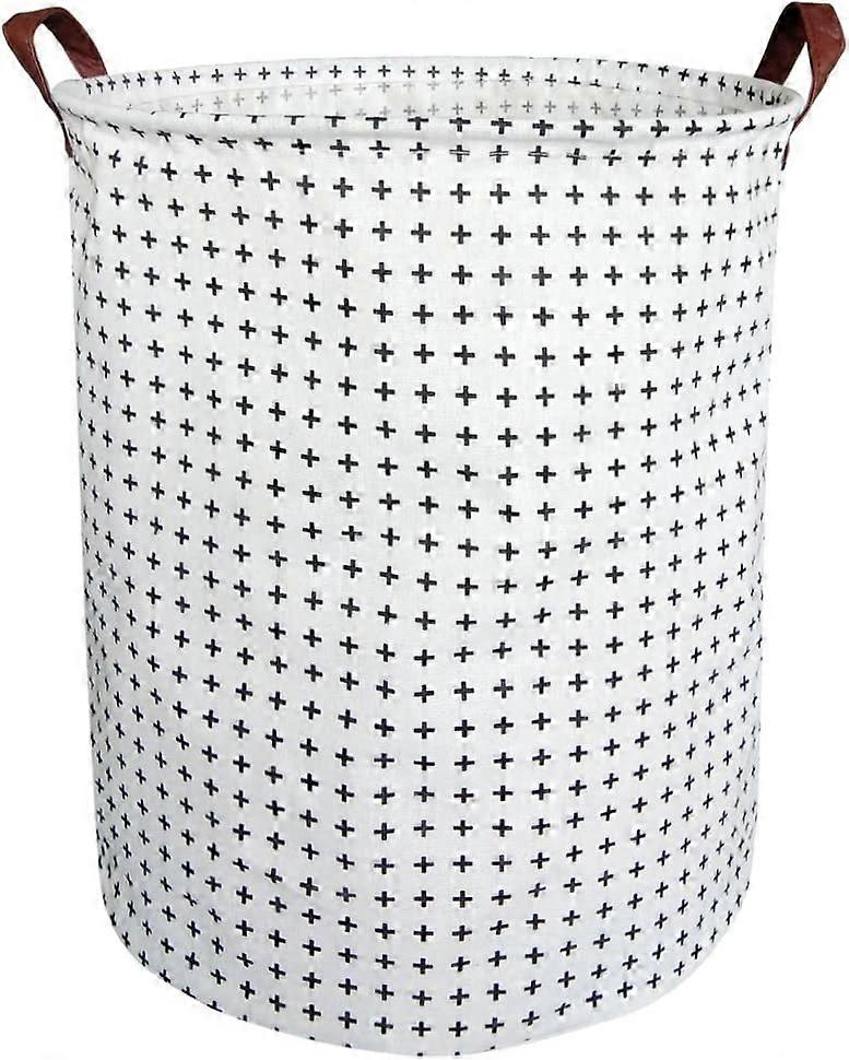 Sea Team Strepenpatroon, wasmand, canvas stof, wasmand, opvouwbare opbergcontainer met PU-leren handgrepen en trekkoordsluiting, 40 x 40 cm, waterdicht binnen, grijs