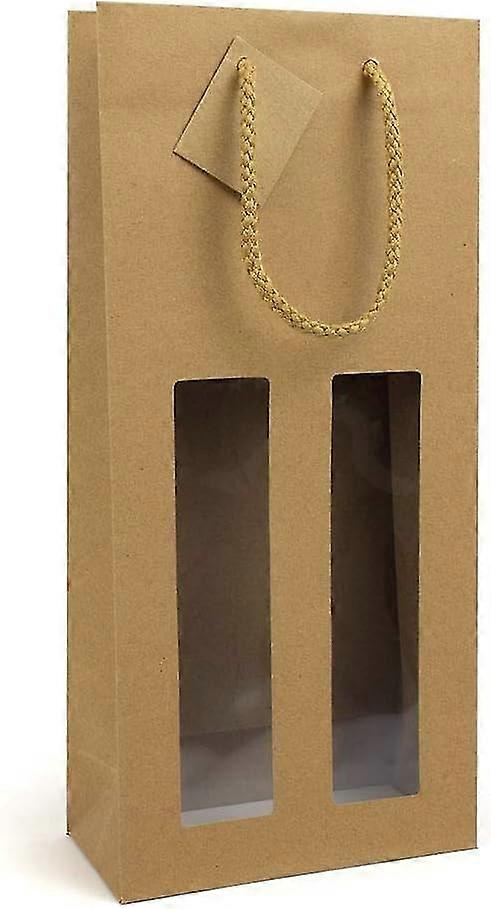 Pack Of 10 Bottle Bags For 2 Bottles Of Champagne/wine With Textile Cord And Window 100 X 90 X 385 M