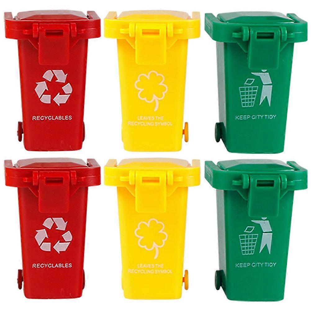 6Pcs Small Garbage Bin Toy Child Garbage Can Toys Push Garbage Can Toys for Learning