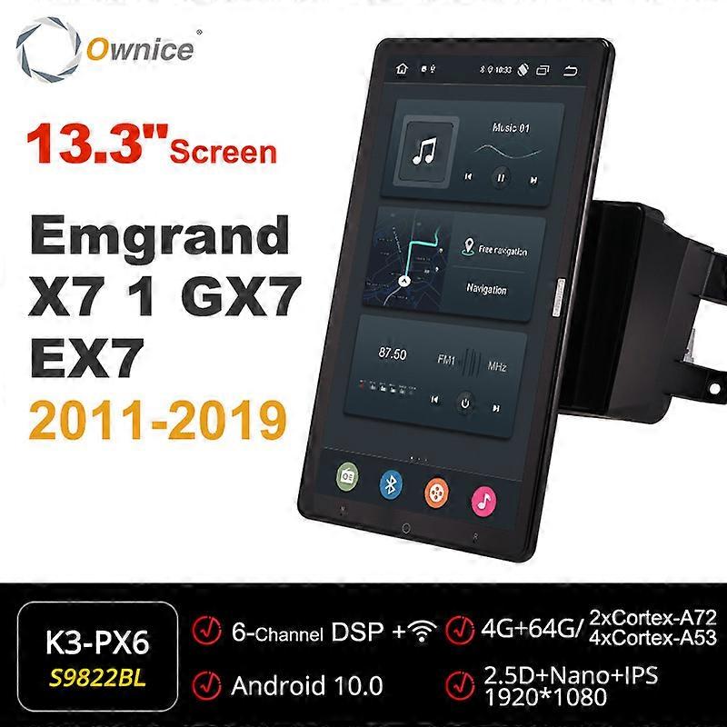 Tesla style PX6 13.3" Android 10.0 Car DVD Player Rotatable Navigation GPS Stereo Audio For Geely Emgrand X7 1 GX7 EX7 2011-2019