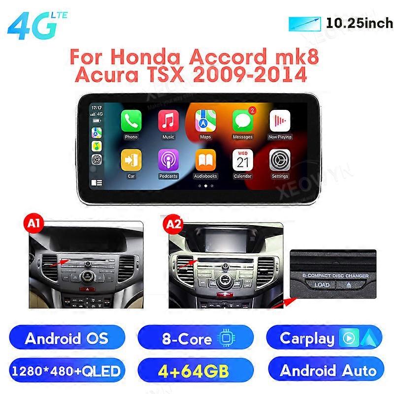 For Acura TSX for Honda Accord Cu1 Mk8 2009~2013 Android 10 Multimedia Player Car Radio GPS Intelligent System Apple Carplay