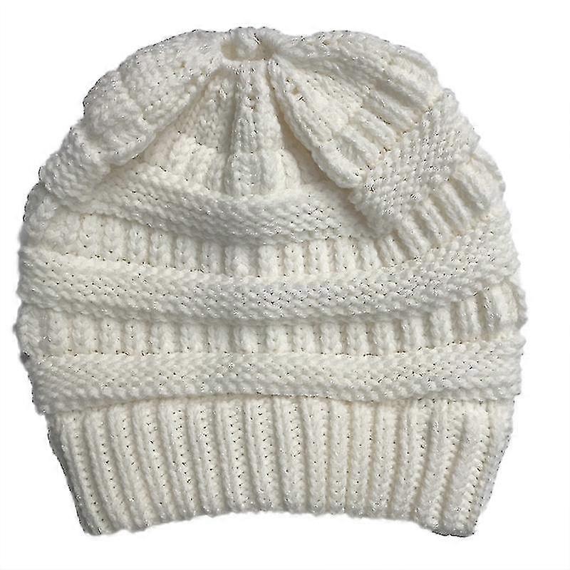 Lady Cap Hat Warm Ponytail Crochet Knitted Beanie Hat