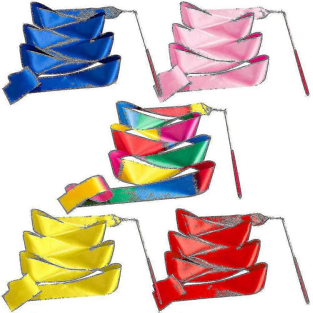 Dance Ribbons Set, 5 Pcs 2m Artistic Streamer Rhythmic Gymnastics Ribbon Wands
