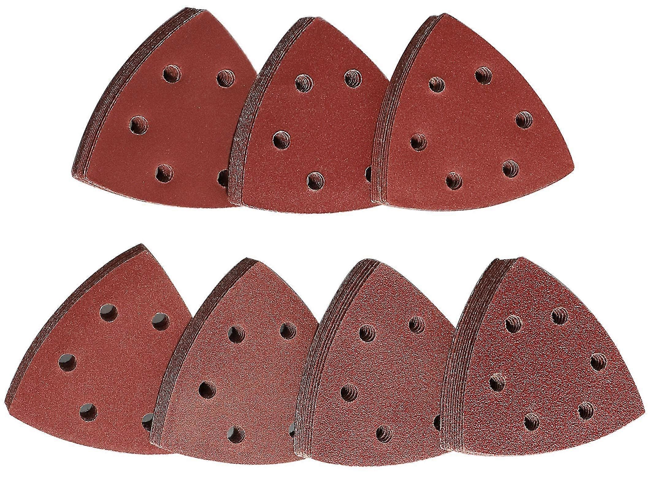 Triangular Sandpaper Set - 70 Hook and Loop Sandpaper Triangles with 6 Holes, Various Grits for Woodworking and Finishing