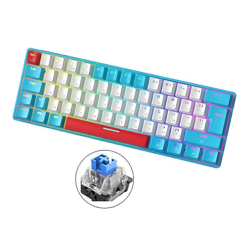 62Key NKRO Ergonomics Wired Gaming Keyboard Rainbow Backlit Keyboard for Gamer