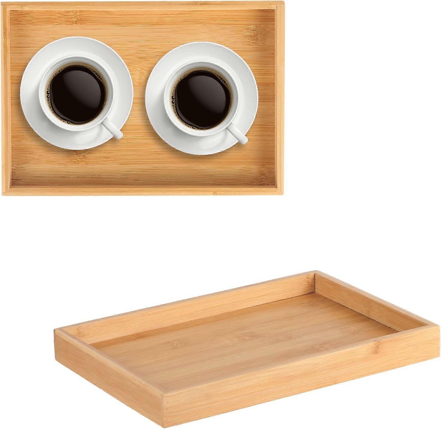 Bamboo Serving Tray Rectangular Wooden Breakfast Tray Serving Platter Rectangular Wood Tray