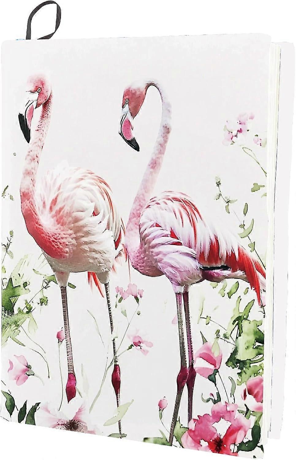 Flamingo Stretchable Book Cover Flower Washable Reusable Large Nylon Book Protector Elastic Notebook Wraps Suitable for 9 x 11in Hardcover Books Class