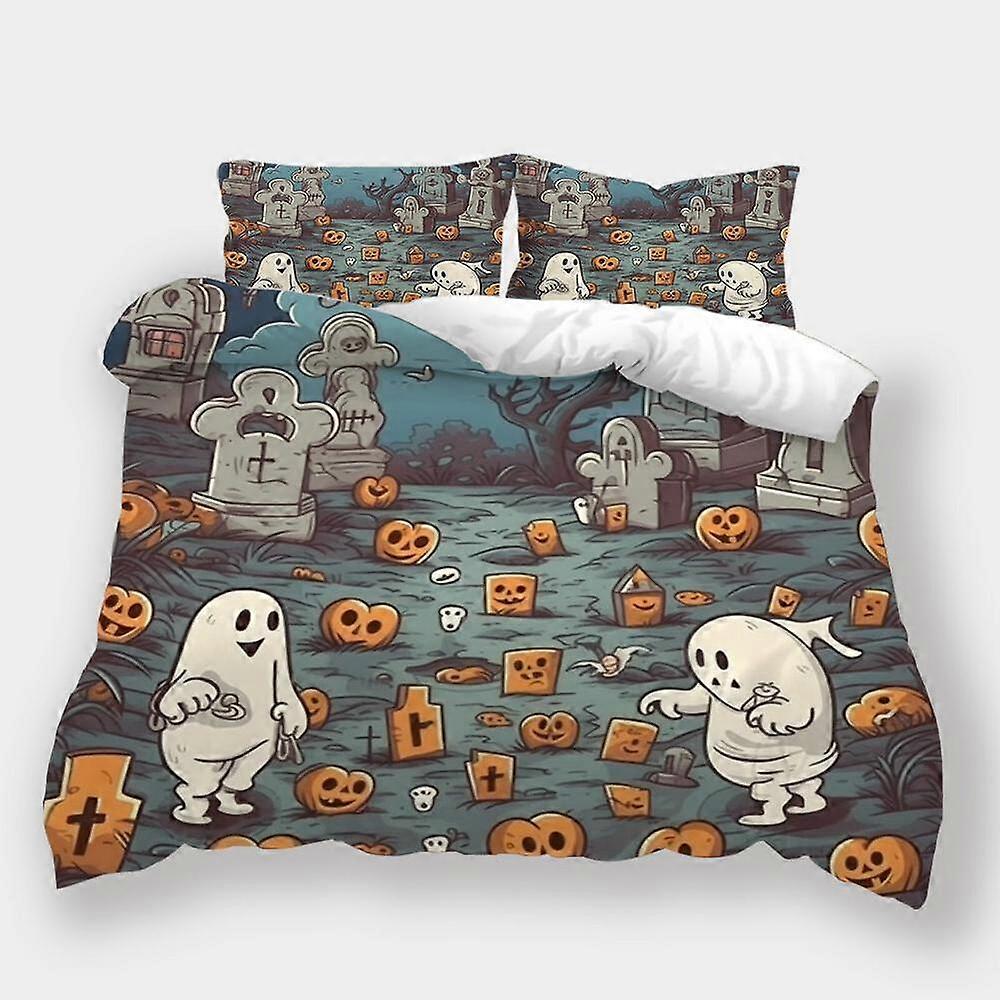 v896 Lençóis Estilo Halloween Crânio Abóbora Capa de Edredão Conjunto Capa de Edredom Lençóis IU896