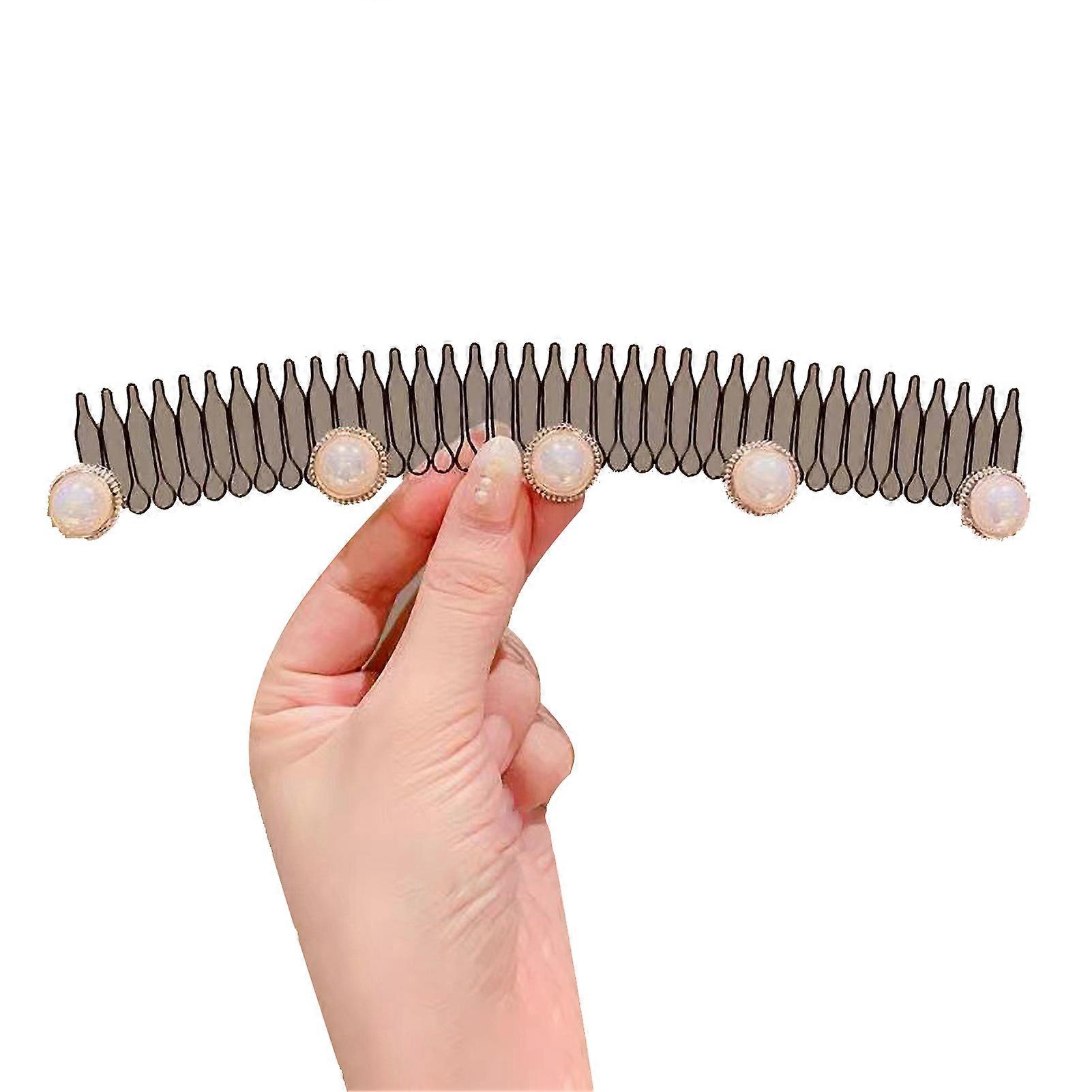 Women Hairband Flower Faux Pearl Button Butterflies Decor Hair Hoop Visible Metal Mesh Headband Elastic Hair Accessory