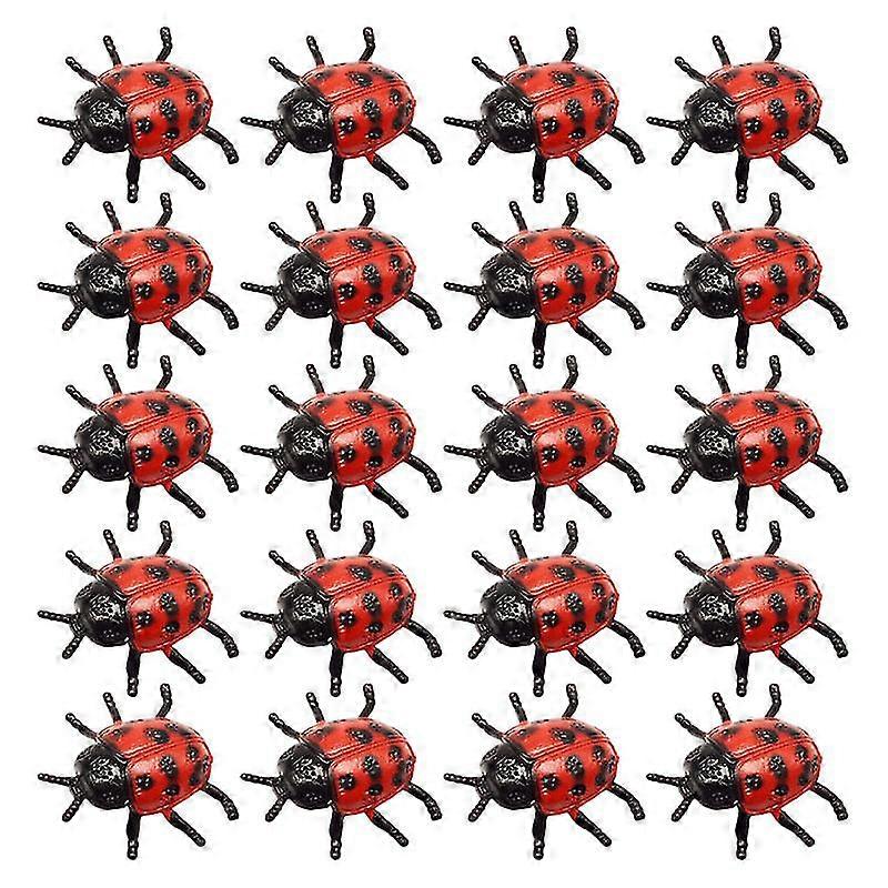 25 Pcs Pvc Simulation Ladybug Model Tricky Scary Toy Simulation Small Insect