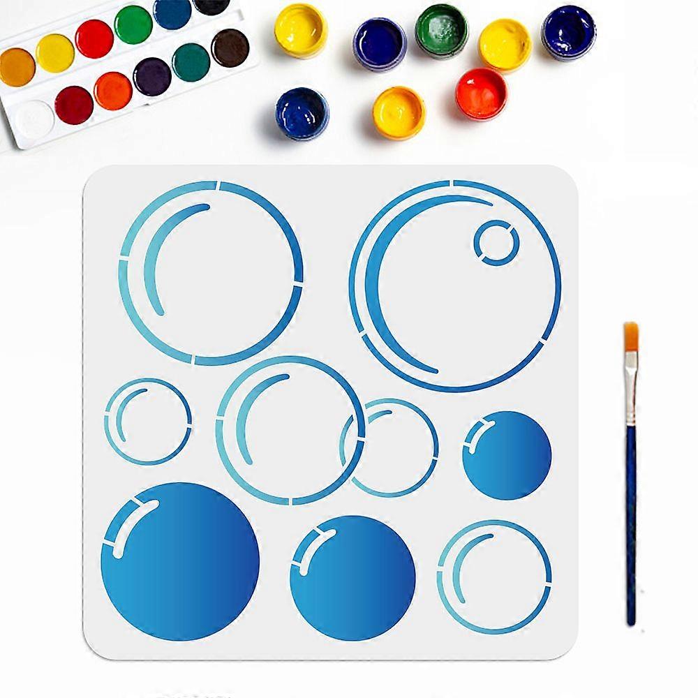 1Bag Bubble Painting Stencil Bubble Stencil Template 11.811.8inch with Paint Brush Flexible Reusable PET Material DIY Art Craft for Painting on Wood W