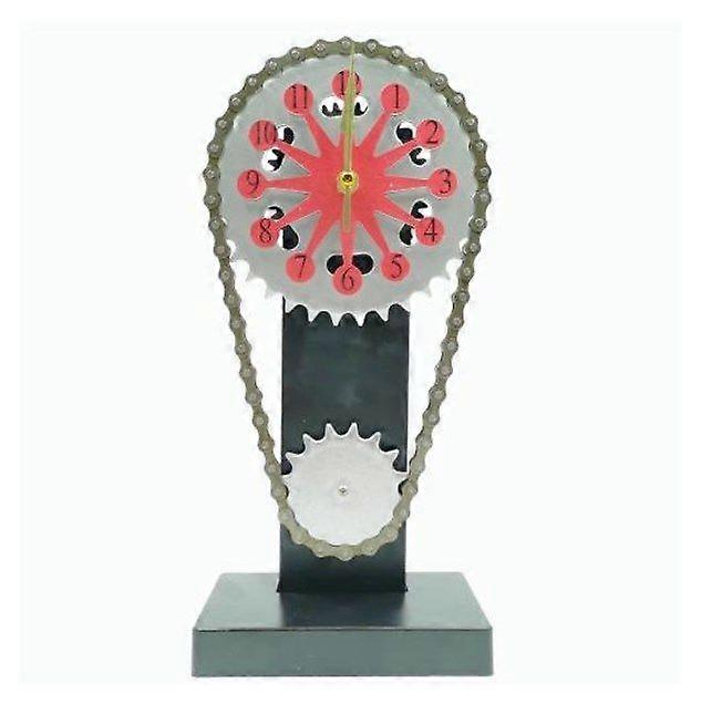 Vintage Chain Gear Rotating Clock Desktop Clocks Personalized Art Hands Decor red