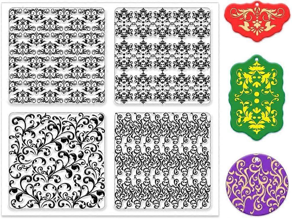 Retro Flowers Polymer Clay Texture Sheets VintageClay Modeling Pattern Pad Embossing Folders Clay Polymer for DIY Jewelry Making Craftwork Polymer Cla