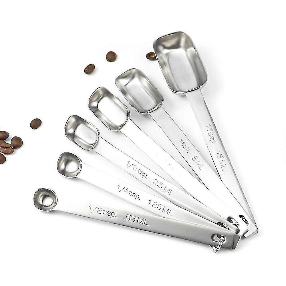 Stainless Steel Measuring Spoons Set - Accurate Measurement For Dry Or Liquid - Fits In Spice Jars - Set Of 6