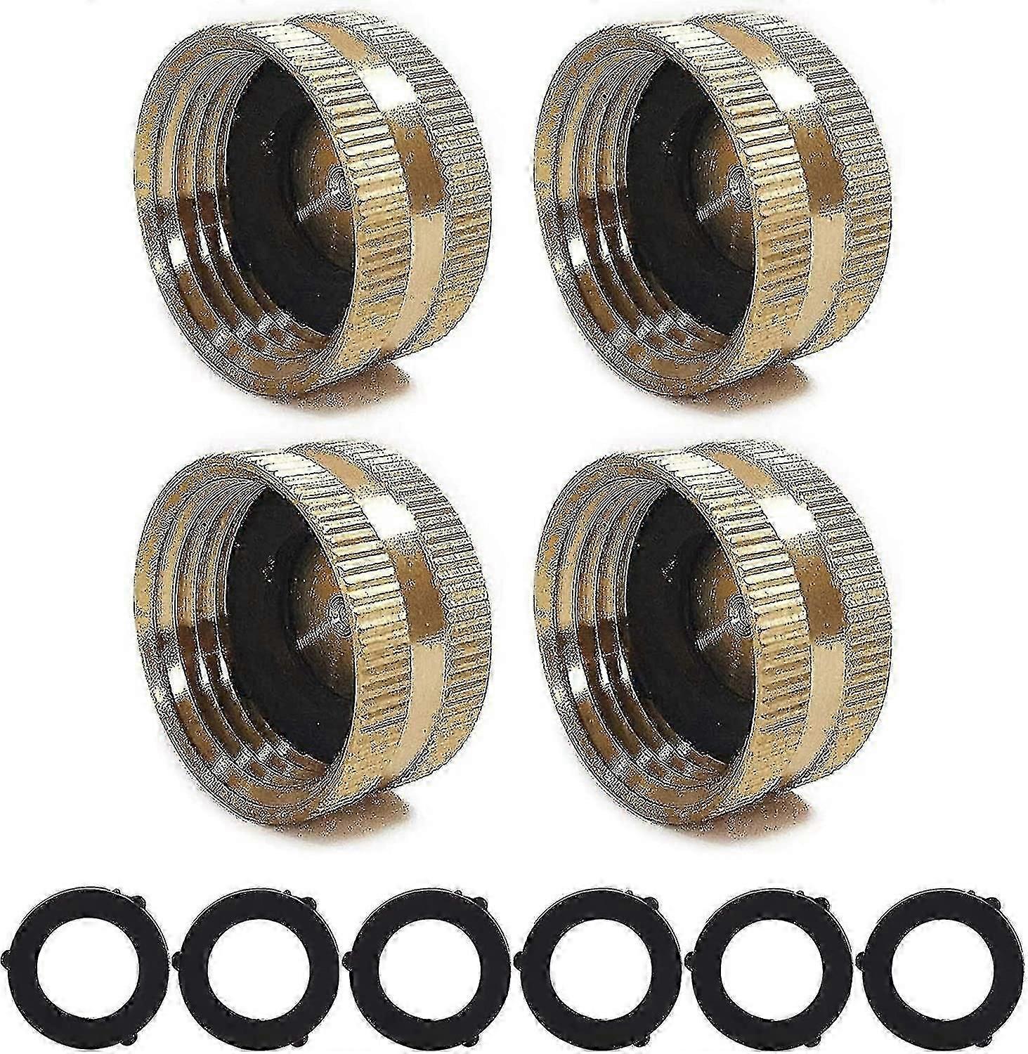 4 عبوات غطاء خرطوم نحاسي للحديقة ، غطاء تركيب أنثى خرطوم حديقة ، غطاء نهاية خرطوم نحاسي مقاس 3/4 بوصة مع 6 غسالات - ZHENV