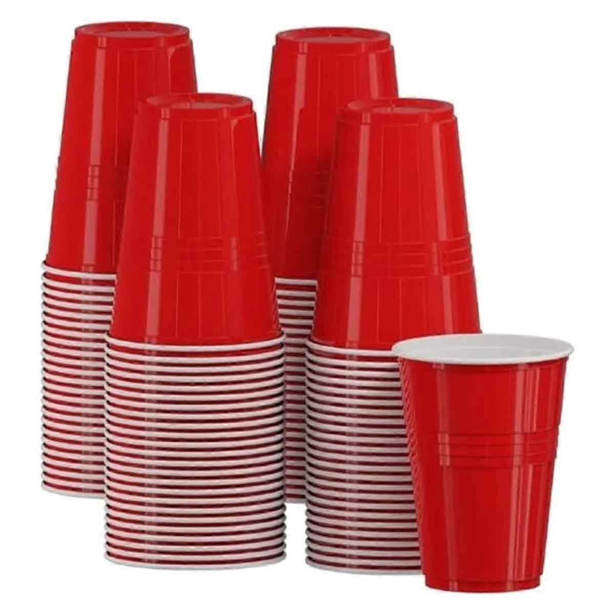 (16 oz, red) Disposable plastic cup, 50 pack