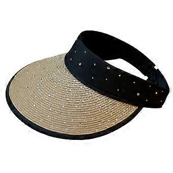 Strass Straw Hat Handmade for Dress-up Wear Party Straw Jeweled Casual Wide Brimmed Hat Beach Hat for Girls  White One Size